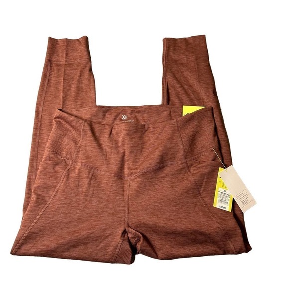 All In Motion Leggings Womens XL Heathered Red Ribbed Pockets High Rise NEW - Picture 1 of 10